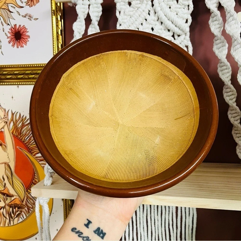 Handmade Art Pottery Altar Bowl | Rustic Brown Glazed‎ Ceramic | Ritual Decor |